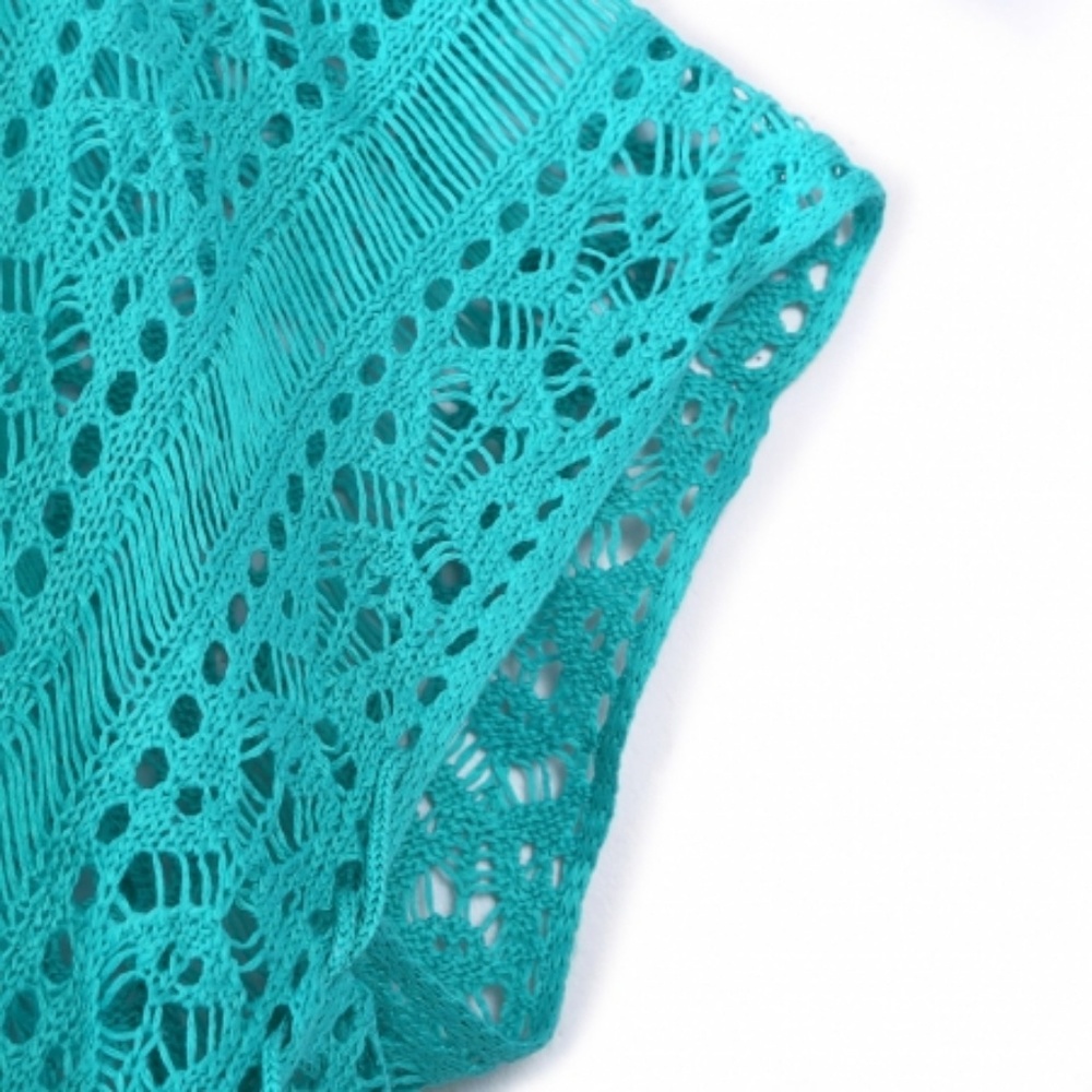 Mint Crochet Knitted Tassel Tie Kimono Beachwear - Picture 2 of 7